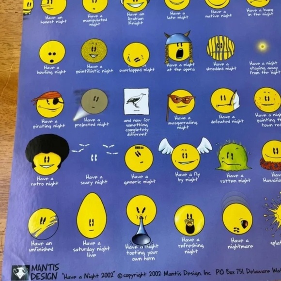 Retro Have a Night Poster College Collection Wall Art Smiley Faces Memes 24x36 - Picture 3 of 7